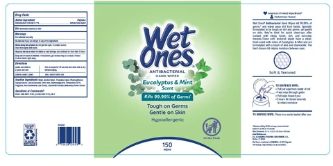 Wet Ones Antibacterial Hand Wipes - Eucalyptus and Mint packaging