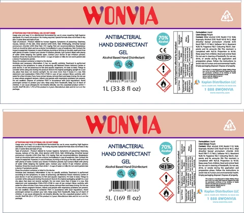 Wonvia Antibacterial Hand Disinfectant Gel packaging