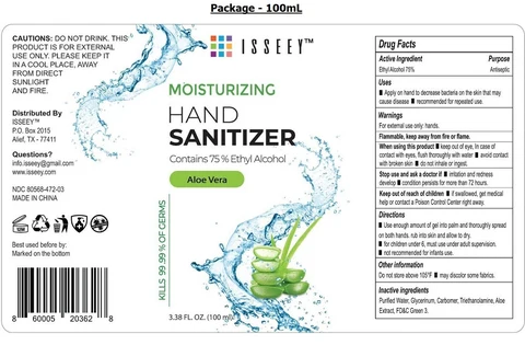 ISSEEY - MOISTURIZING HAND SANITIZER - ALOE packaging