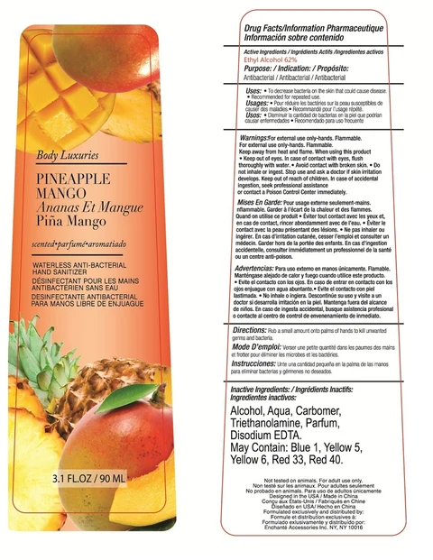 Body Luxuries Pineapple Mango Waterless Anti-bacterial Hand Sanitizer 포장