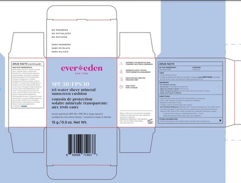 Tri-water sheer mineral sunscreen cushion SPF30 packaging