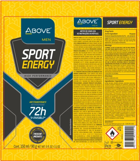 ABOVE SPORT ENERGY MEN ANTIPERSPIRANT DEODORANT 포장