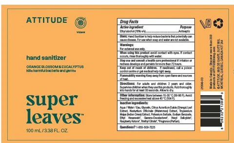 ATTITUDE Super Leaves Hand Sanitizer Orange Leaves 포장