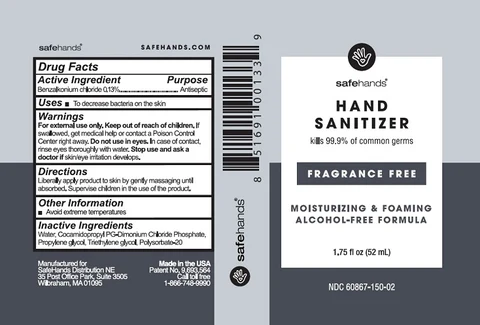 safeHands Hand SanitizerFragrance Free 포장