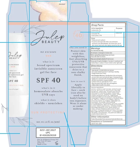 Julep No Excuses Gel for Face SPF40 packaging