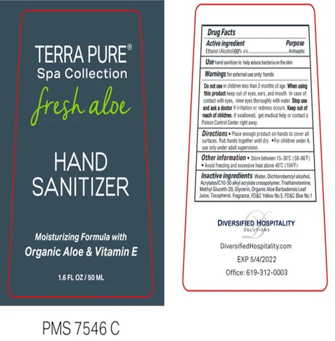 Terra Pure Spa Collection Fresh Aloe Hand Sanitizer packaging