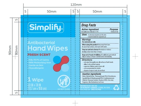 Simplify Antibacterial Hand Wipes 포장