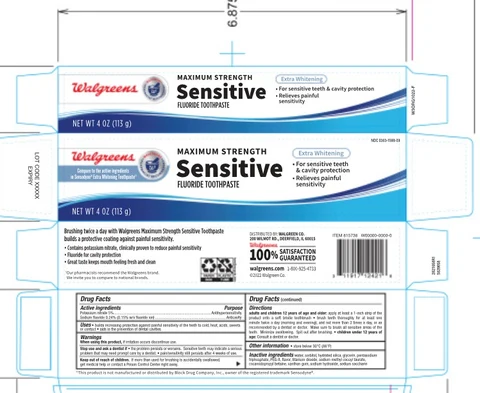 Walgreens Sensitive Extra Whitening packaging
