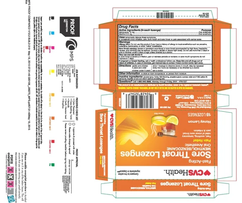 honey lemon sore throat lozenges packaging