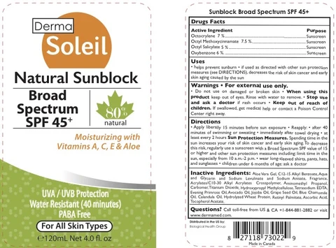 DERMA SOLEIL NATURAL SUNBLOCK SPF 45 포장