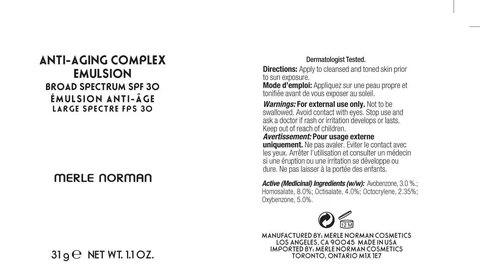 Anti-Aging Complex SPF 30Merle Norman 포장