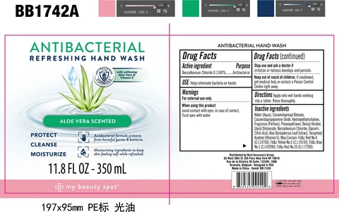 Antibacterial Refreshing Hand Wash Aloe Vera Scentedwith Softening aloe vera and vitamin E 포장