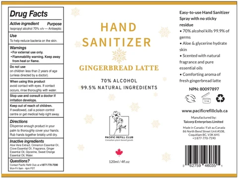 Hand Sanitizer GINGERBREAD LATTE packaging