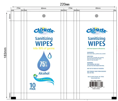 Sanitizing Wipes 포장
