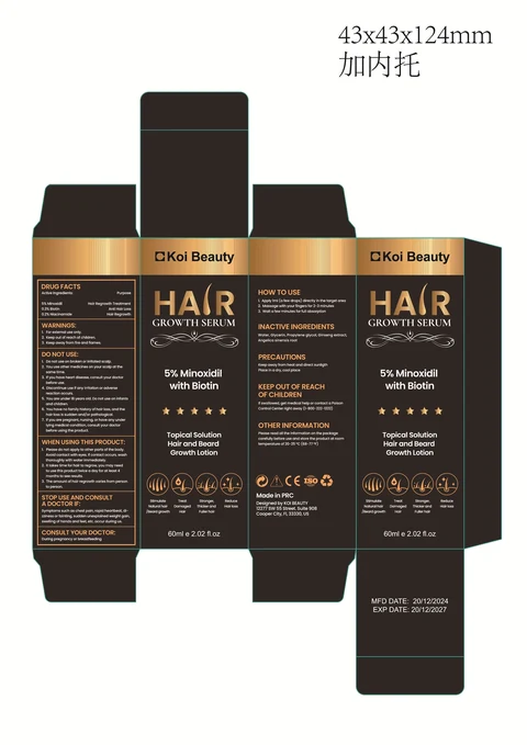 Koi Beauty 5% Minoxidil Hair Growth Serum packaging