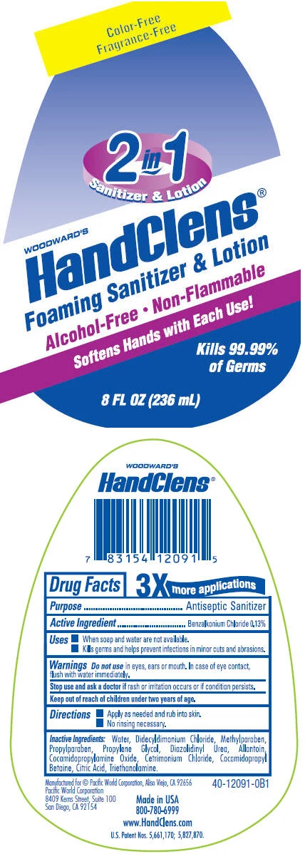 Woodwards HandClens Foaming SanitizerColor and Fragrance Free packaging