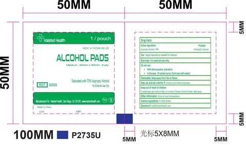 Halsted Health Sterile Prep Pads packaging