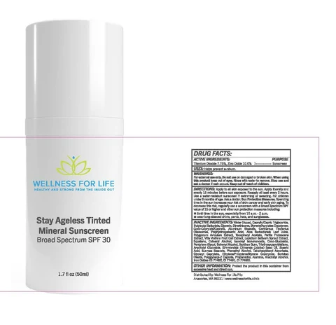 Stay Ageless Tinted Mineral Sunscreen Broad Spectrum SPF 30 packaging