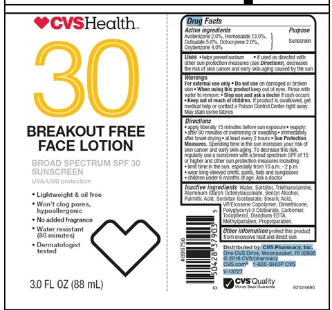 CVS Clear Face SPF 30 3 oz packaging