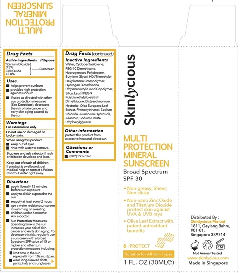 Skinlycious Multi Protection Mineral Sunscreen Broad Spectrum SPF 30 packaging
