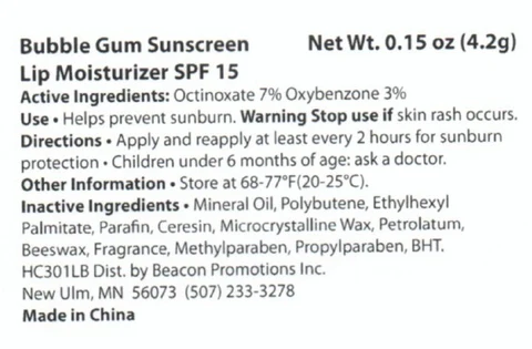 Bubble Gum Sunscreen Lip Moisturizer packaging