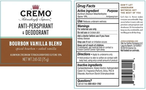 Cremo Anti-Perspirant DeodorantBourbon Vanilla Blend 포장