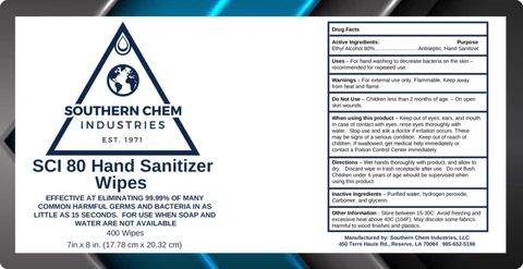 SCI 80 Hand Sanitizer Wipes 포장