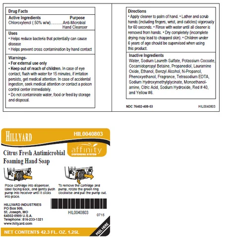 Hillyard Citrus Fresh Antimicrobial Foaming 포장