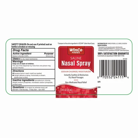 WinCo Foods Saline Nasal packaging
