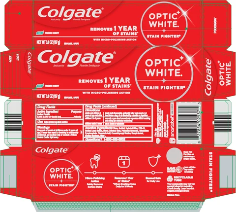 COLGATE OPTIC WHITE NON-HP STAIN FIGHTER FRESH MINT packaging