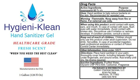 Hygieni-Klean Hand Sanitizer Gel Healthcare Grade Fresh 포장