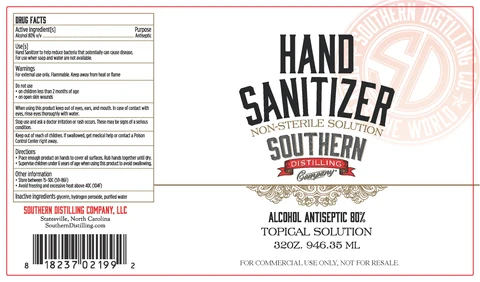 Southern Distilling Company Hand Sanitizer packaging