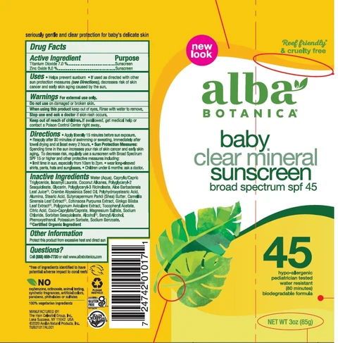 Alba Botanica Baby Mineral Sunscreen SPF45 포장
