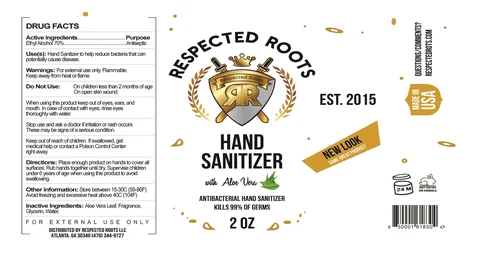 Respected Roots Hand Sanitizer with Aloe Vera 포장