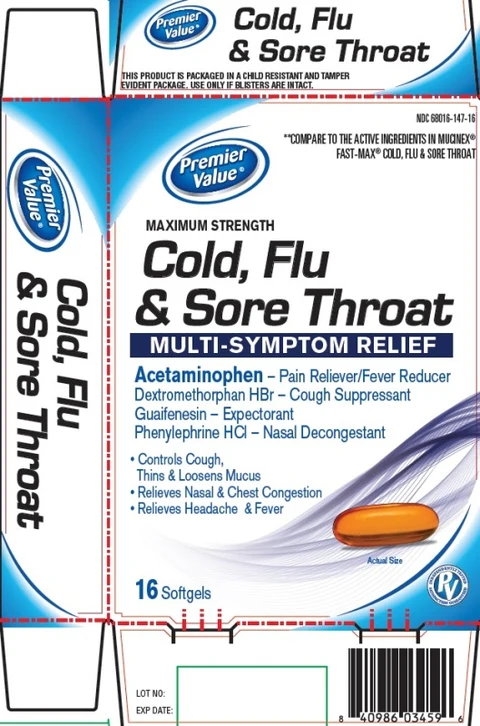 COLD FLU and SORE THROAT RELIEF packaging
