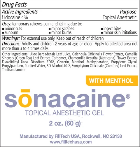 Sonacaine Topical Anesthetic With Menthol packaging