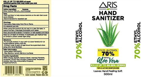 Aris Hand Sanitizer with Aloe Vera 포장