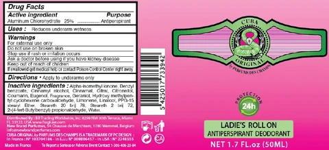 CUBA ORIGINAL LADIES ROLL ON ANTIPERSPIRANT DEODORANT packaging
