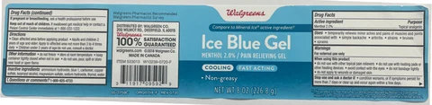 Walgreens Ice Blue Pain RelievingTopical Analgesic packaging