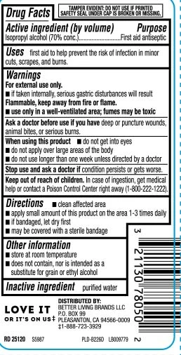 Signature Select 70% Isopropyl Rubbing Alcohol back label