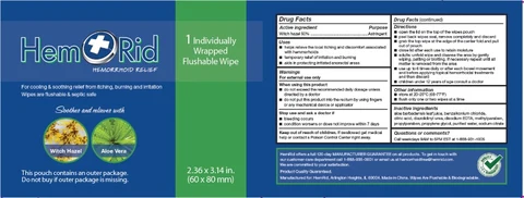 HemRid MEDICATED WIPESHEMORRHOIDAL WIPE WITH WITCH HAZEL AND ALOE 포장