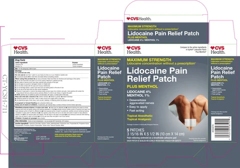 CVS Health Lidocaine Pain Relief Plus Menthol 포장