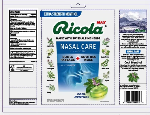 RICOLA MAX NASAL CARE COOL MENTHOL 포장