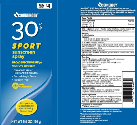 Big Lots Soundbody SPF 30 Sport Sunscreen 포장