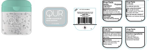 QUR Vanilla essential oil hand sanitizer 포장