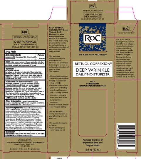 Roc Retinol Correxion Deep Wrinkle Daily Moisturizer Sunscreen Broad Spectrum SPF 30 packaging