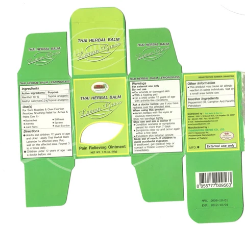 Thai Herbal Balm Lemon Grass packaging
