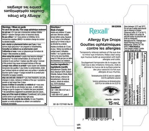 Rexall Allergy Eye Drops packaging