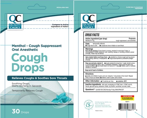 Quality Choice Menthol Cough Drops 포장
