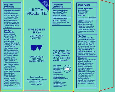 ULTRA VIOLETTE Fave Screen Broad Spectrum SPF 50 포장